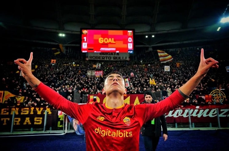 Roma, Italy. 12th Jan, 2023. Paulo Dybala of AS Roma celebrates