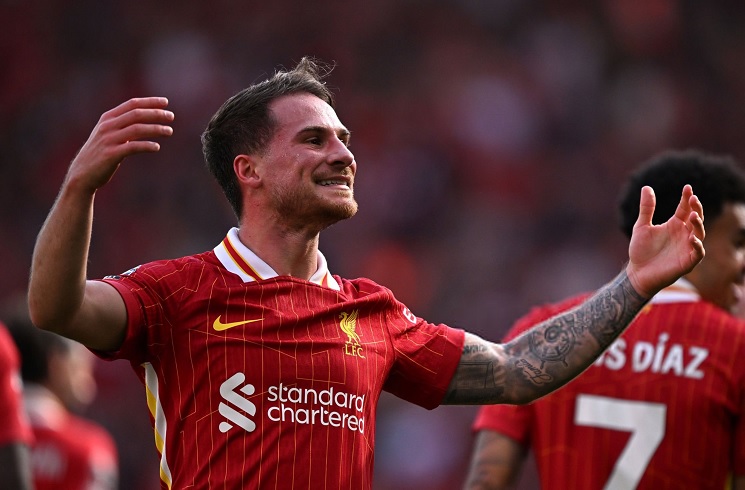 Alexis Mac Allister scores and wins the 2024-2025 Premier League with Liverpool