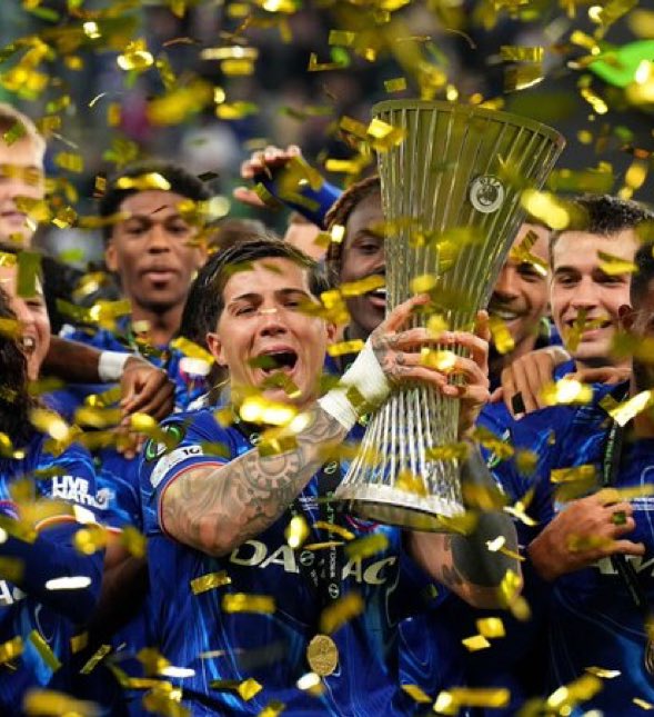 Enzo Fernández scores and wins the Conference League with Chelsea