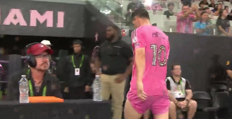 Lionel Messi possible injury, substituted out for Inter Miami holding back of his leg