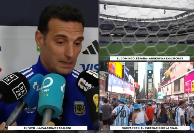 Argentina national team coach Lionel Scaloni press conference before World Cup final
